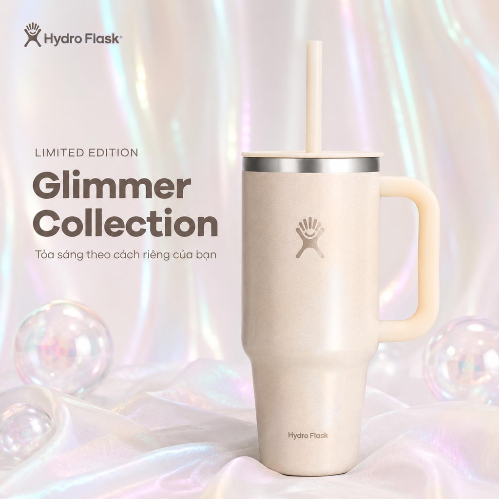 Cốc giữ nhiệt Hydro Flask (Limited Edition) 40 Oz 1183 ml Travel Tumbler Glimmer Cream (LE-F25TT40-G)