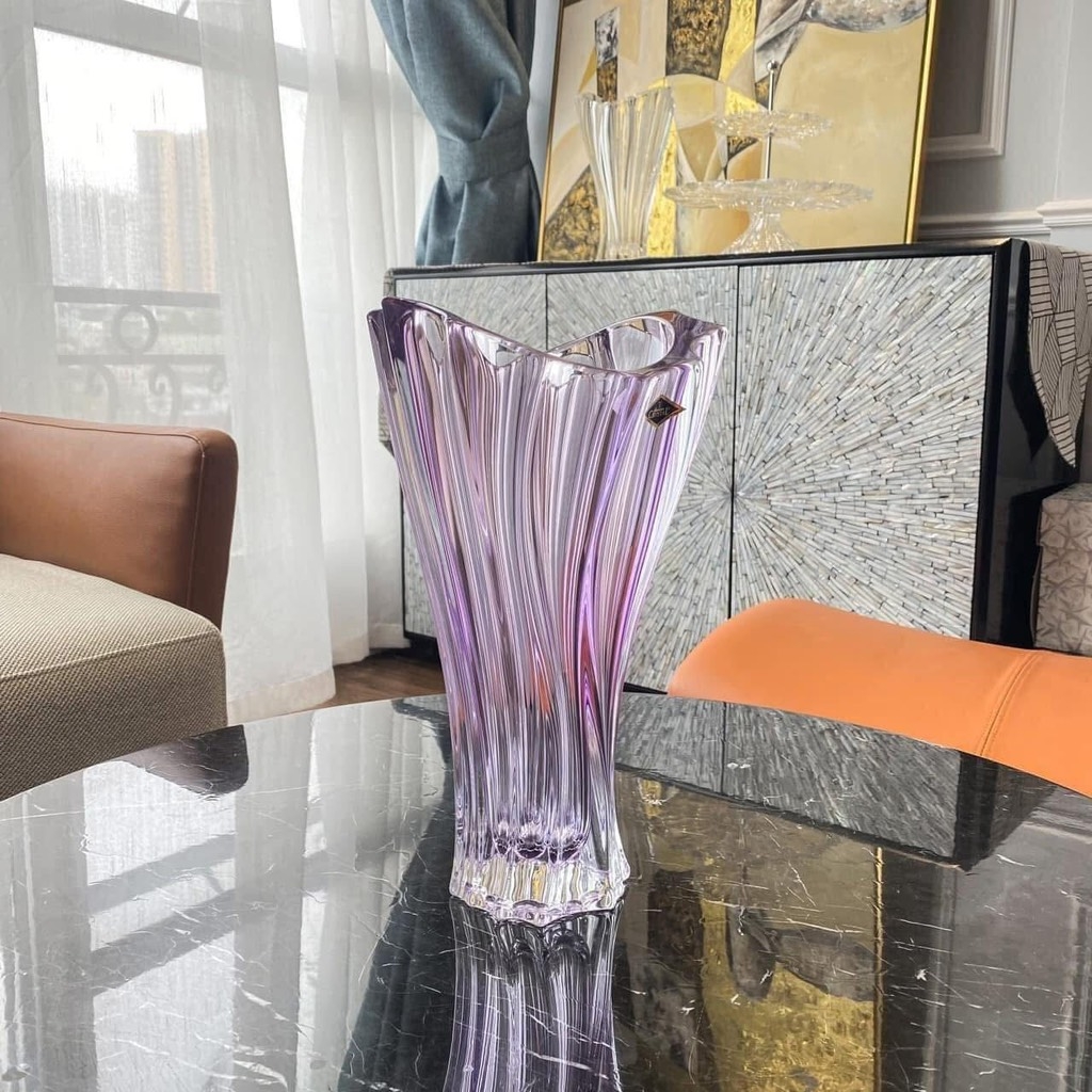 Lọ hoa pha lê Bohemia Plantica 32cm màu tím