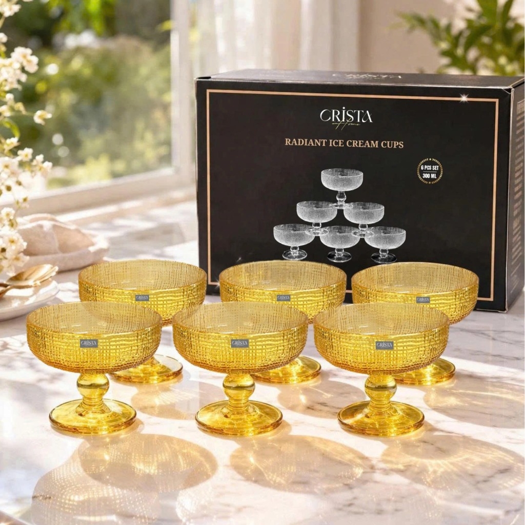 Bộ 6 ly đựng kem Crista 300ml màu vàng (60234-Y)