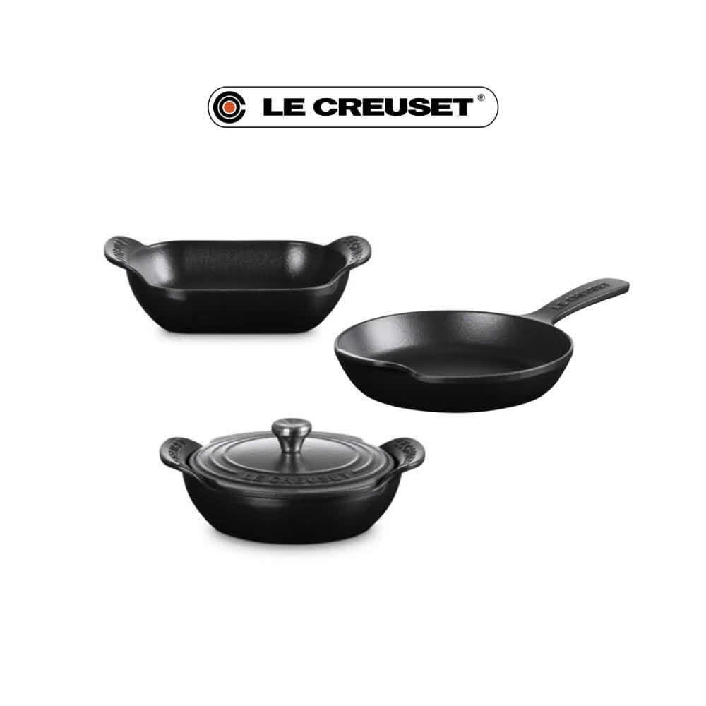 Set 3 nồi chảo gang đúc mini Le Creuset Gourmand màu đen (14208908001)