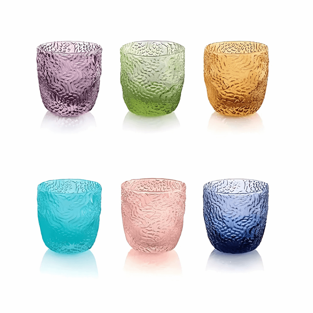 Set 6 cốc pha lê IVV Tricot Assorted Colors 75ml 8837.1 (Handmade in Italy)