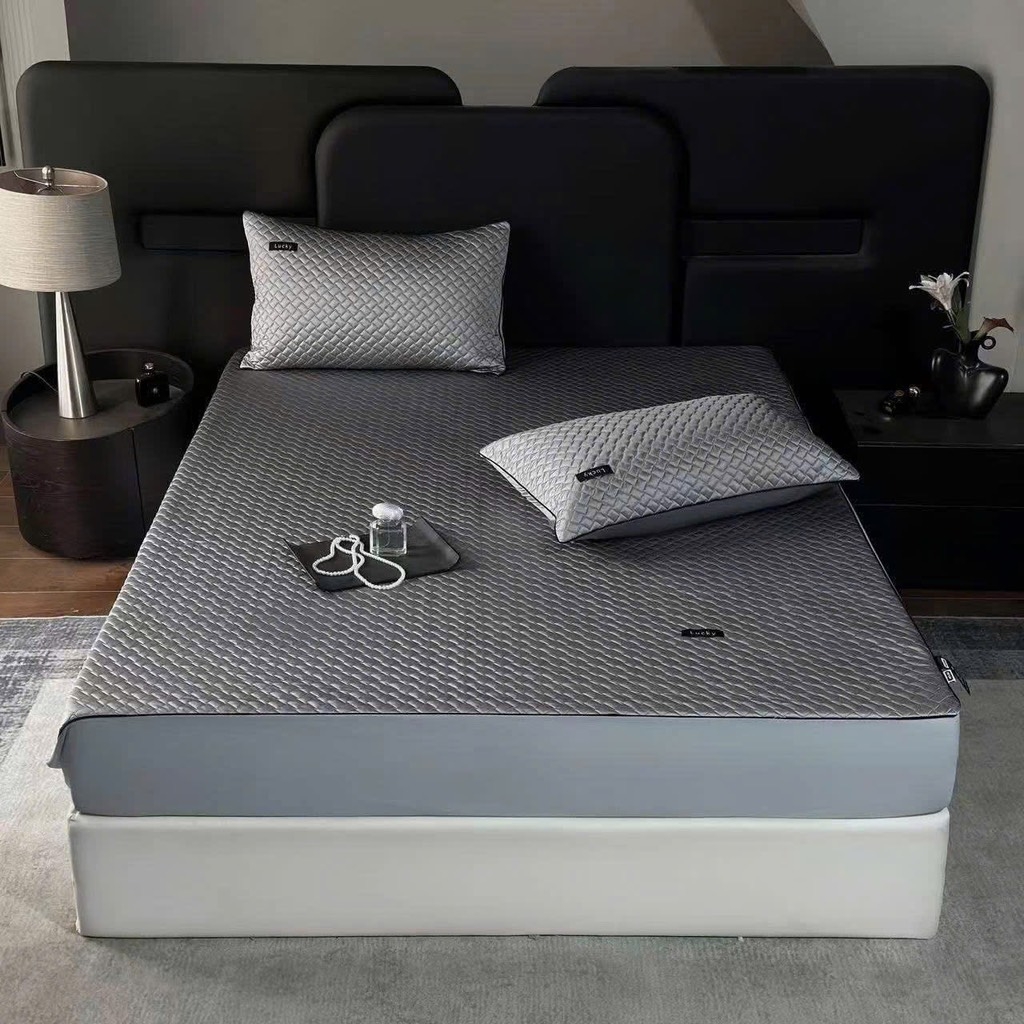 Bộ ga và vỏ gối Tencel ice ghi 2m*2,2m