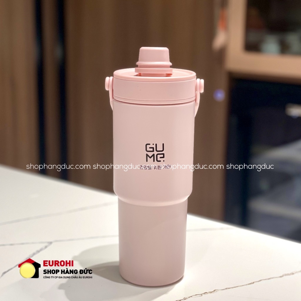 Cốc giữ nhiệt inox phủ gốm Gume 735ml GM-F3301 màu hồng