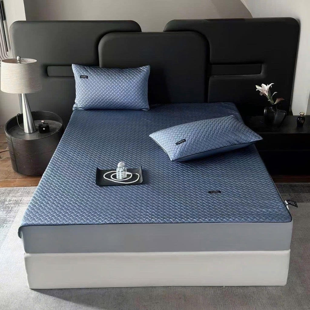 Bộ ga và vỏ gối Tencel Ice xanh 2m*2,2m