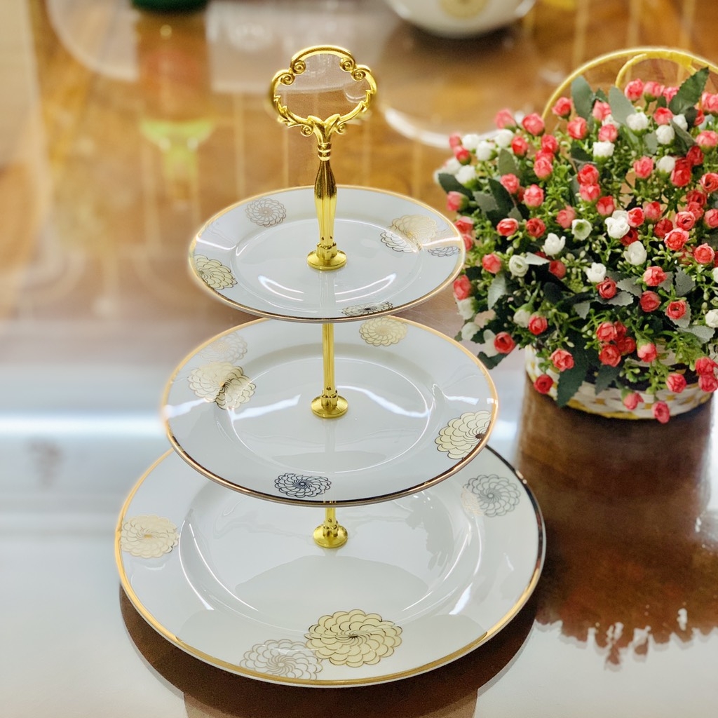 Khay bánh sứ xương Imperialondon Hoa đồng tiền
