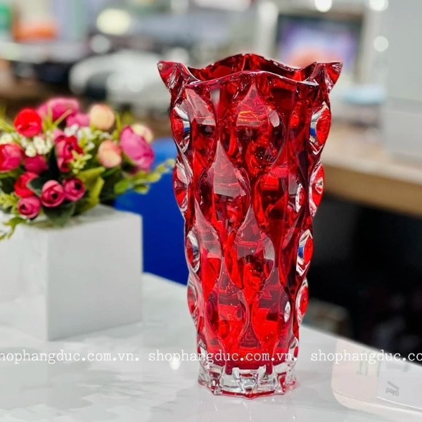 Lọ hoa pha lê Bohemia Samba 30,5cm màu đỏ