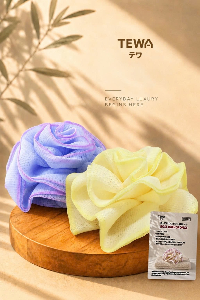 Set 2 bông tắm lưới massage 3D Tewa (80077) không chọn màu