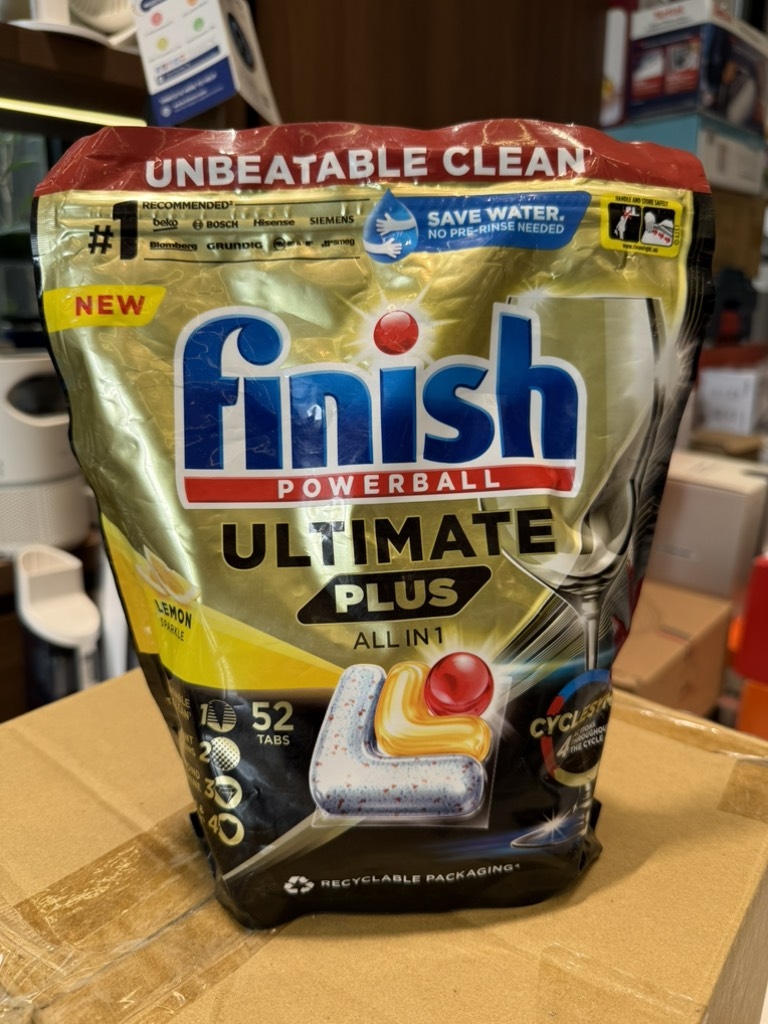 Túi viên rửa bát Finish Ultimate Plus 52 viên hương chanh