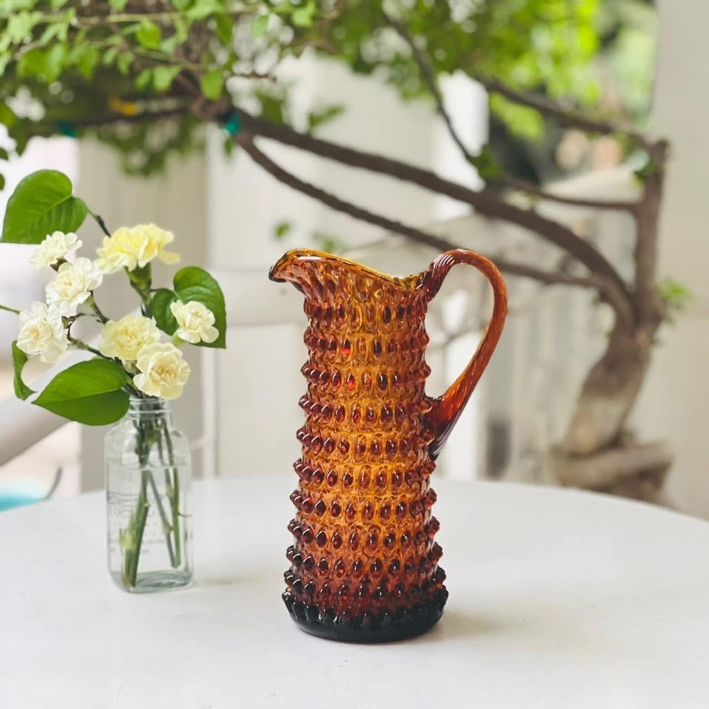Bình pha lê thân cao Kvetna Polka Dot Amber 28,5cm màu vàng