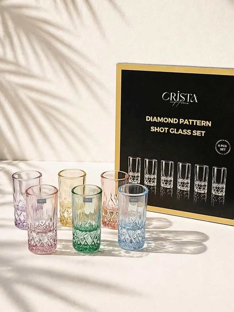 Bộ 6 shot thủy tinh vân kim cương Crista Home 30ml mix màu (60252-MIX)