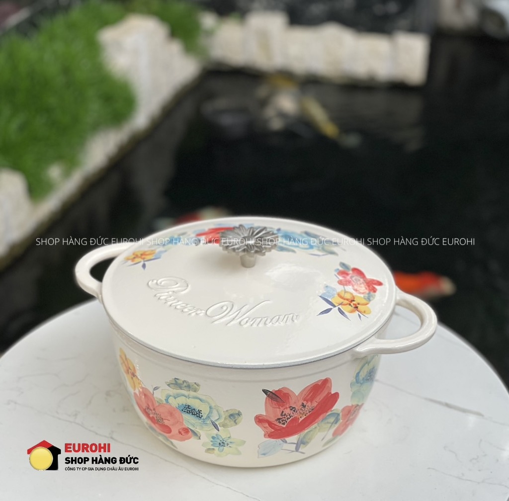 Nồi gang The Pioneer Woman 24cm 4.7L hoa xanh ngọc bích (111999.02)