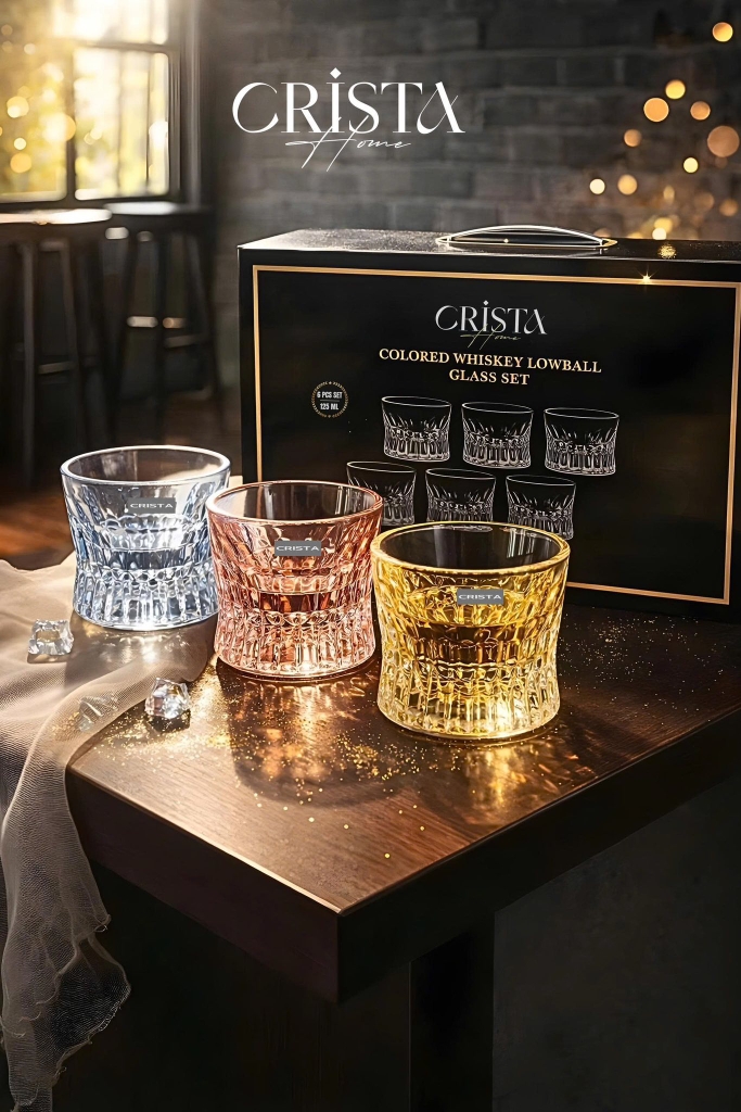 Bộ 6 cốc rượu thấp Crista 125ml mix màu (60220)