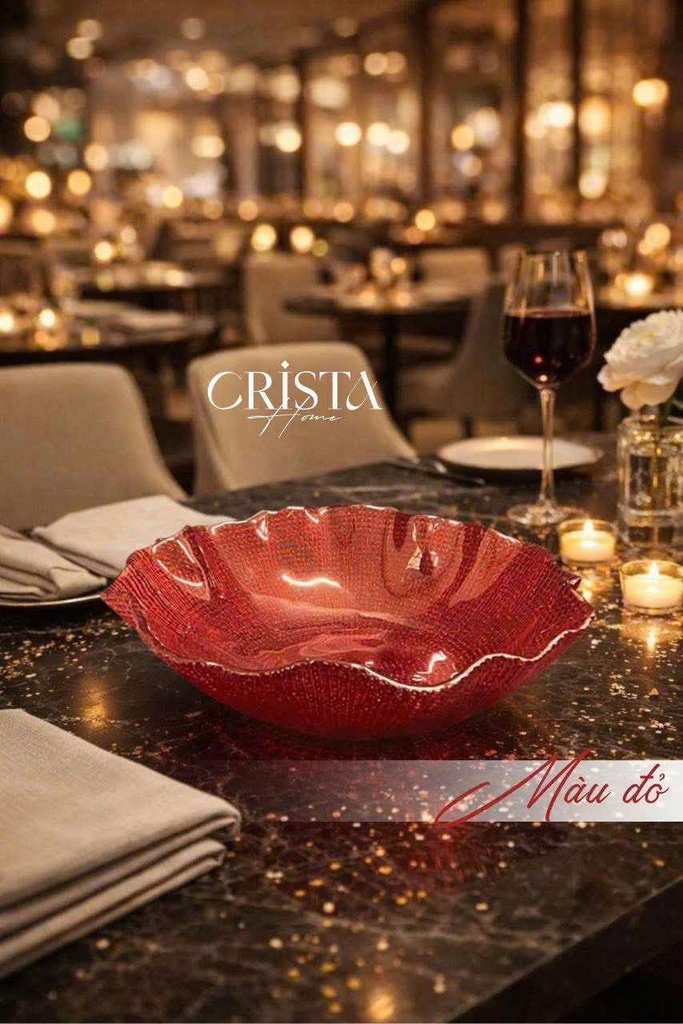 Bát tô Crista Home vân lưới 28cm màu đỏ (60208-R)