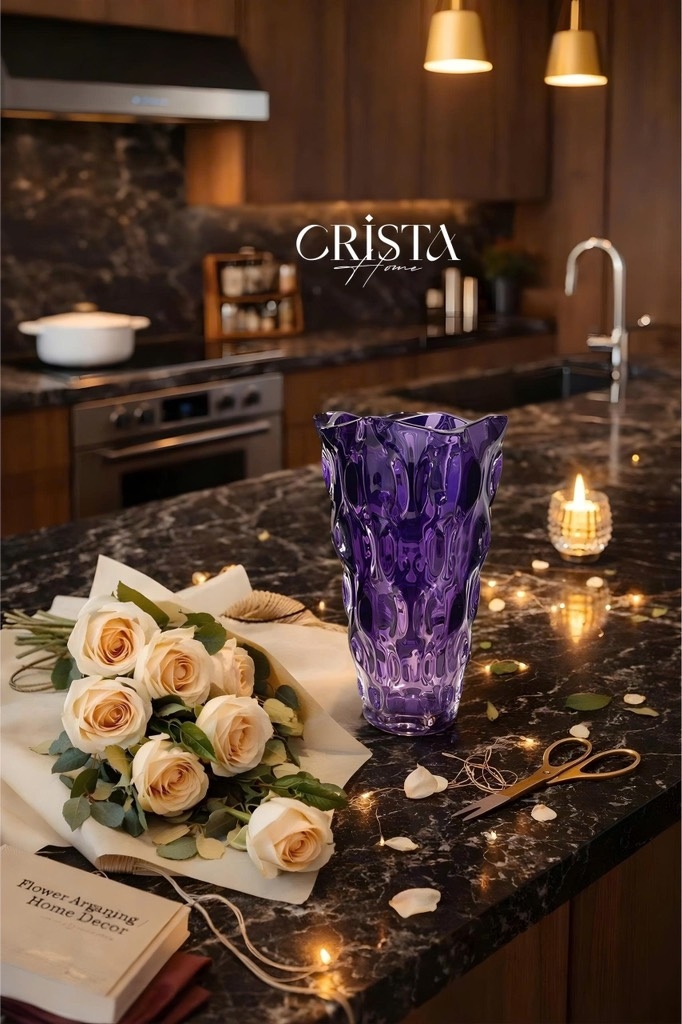 Lọ hoa thuỷ tinh Crista Home 28x16cm màu tím 60230-PU