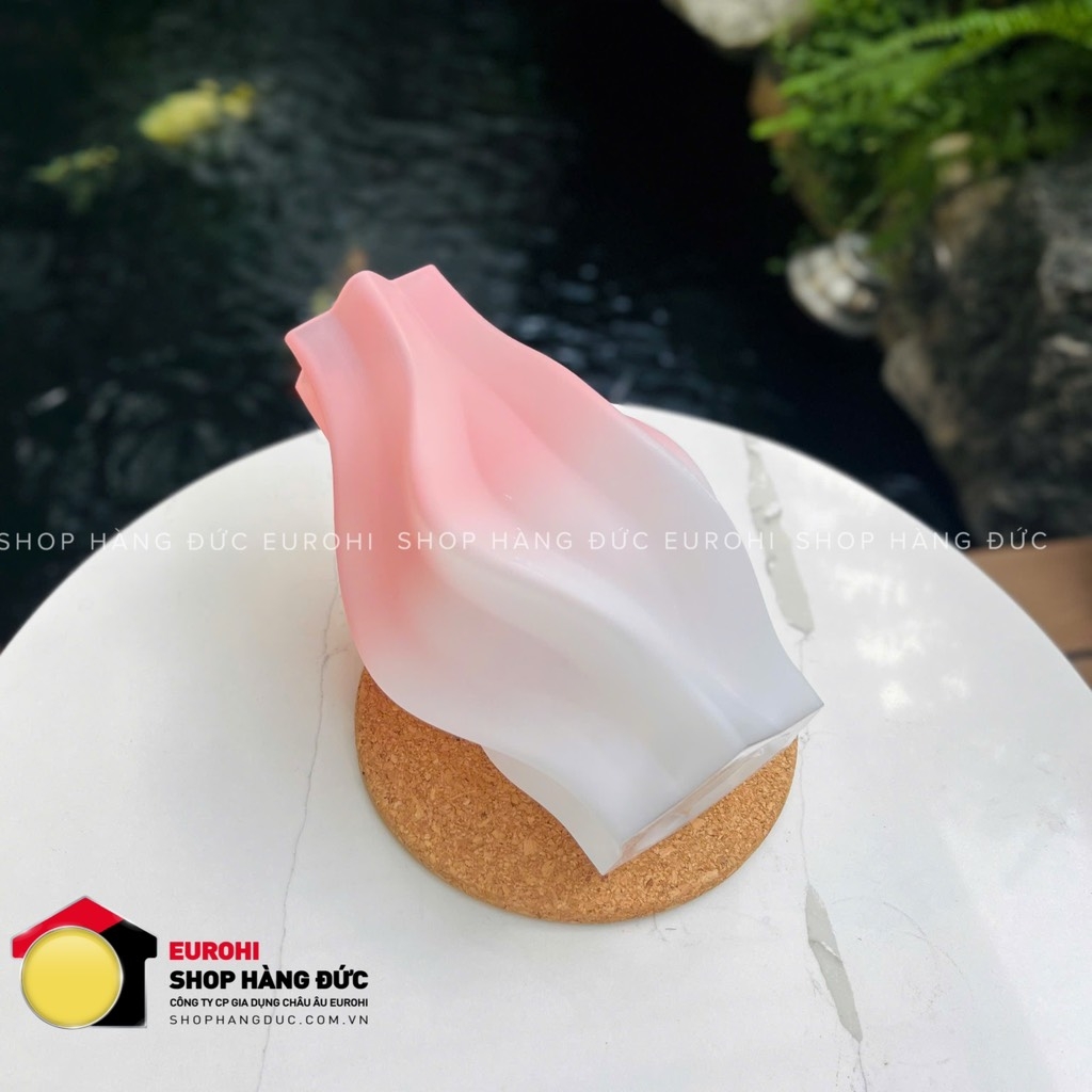 Bình hoa thuỷ tinh lượn sóng decor màu hồng trắng