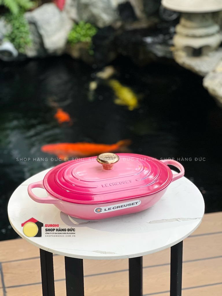 Chảo gang oval Le Creuset có nắp  31cm màu đậu đỏ