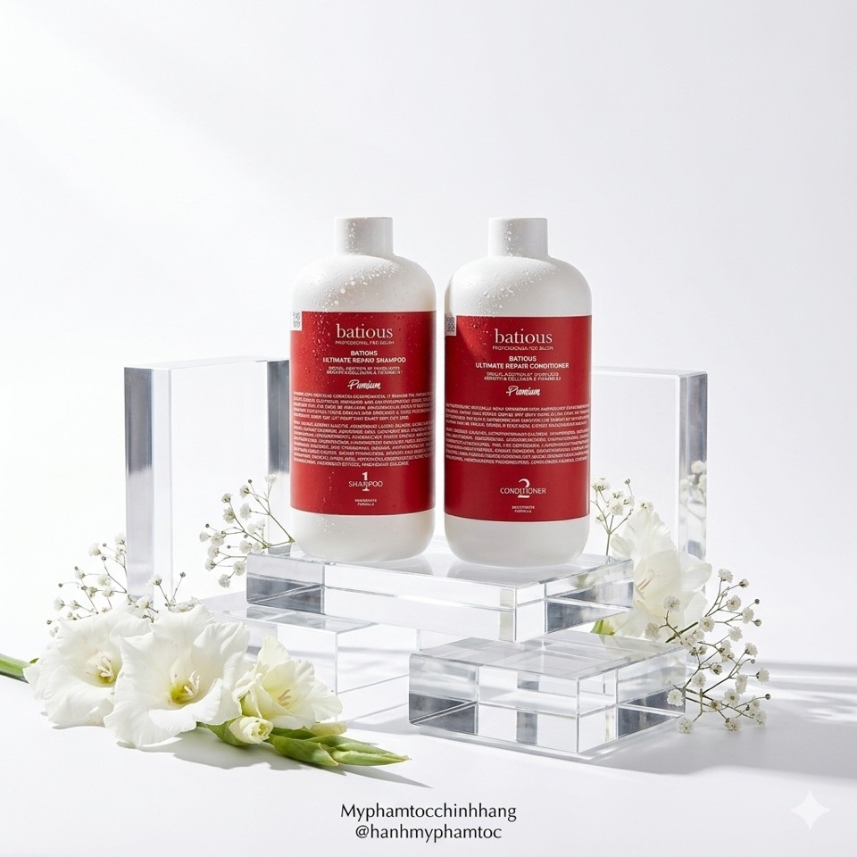 Cặp dầu gội xả Batious 500ml màu đỏ