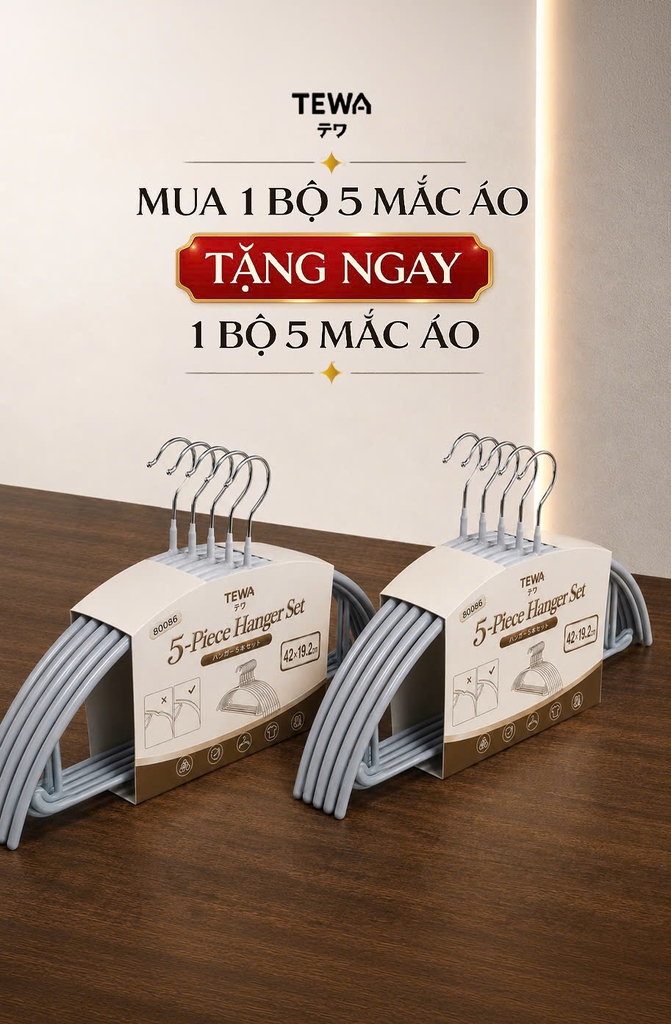 Set 10 mắc quần áo Tewa màu xám (80086-GR)