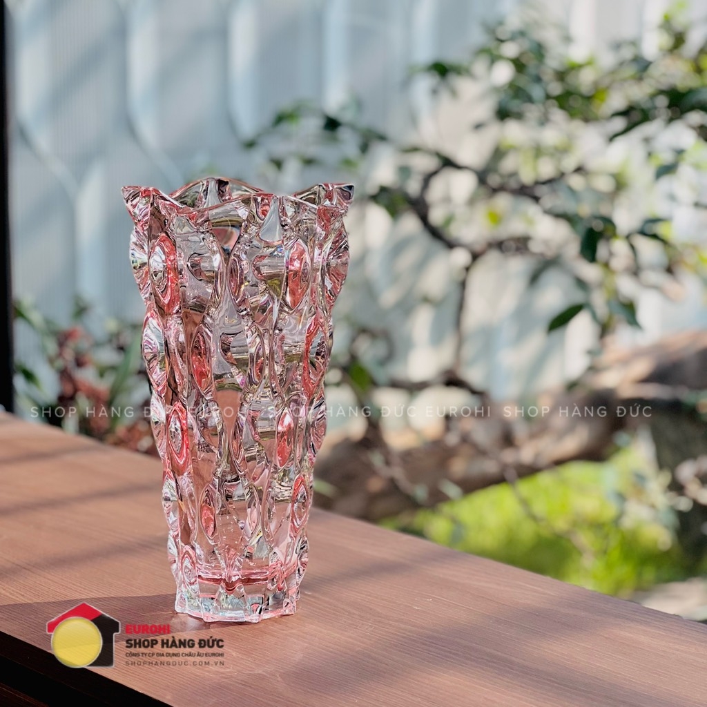 Lọ hoa pha lê Bohemia Samba 30,5cm màu hồng