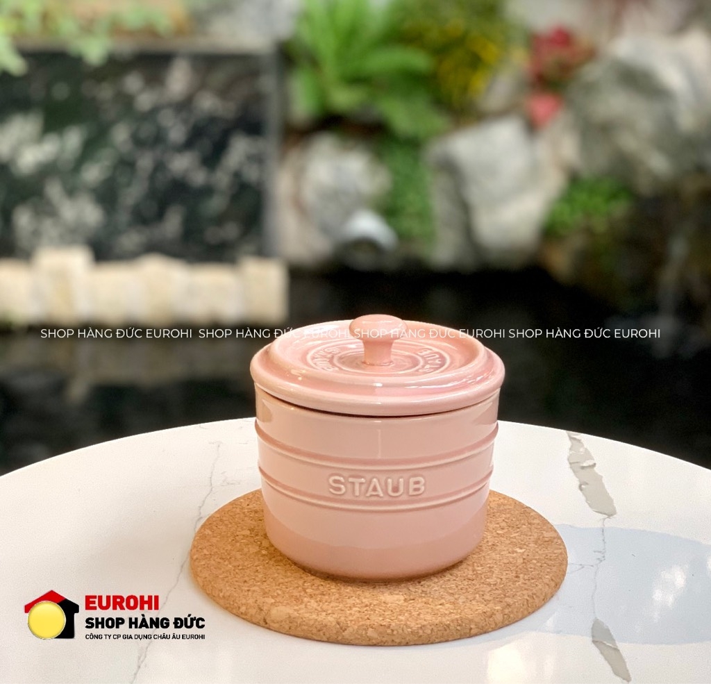 Hũ sứ Staub nắp kín 500ml màu hồng