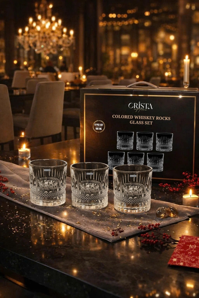 Bộ 6 cốc rượu whisky Crista Home 195ml màu trắng (60221-W)