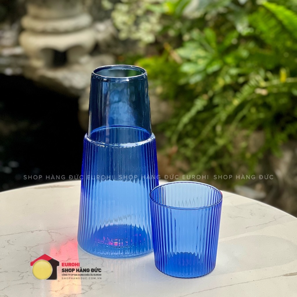 Bình thuỷ tinh Kela kèm nắp 800ml màu xanh dương