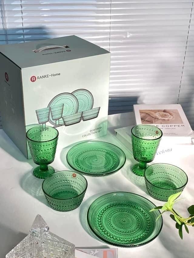 Bộ bát, đĩa, cốc thuỷ tinh Ranke Home 6 món