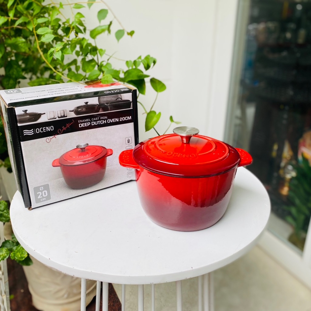 Nồi gang thành cao Oceno 20cm màu đỏ 8936212081228