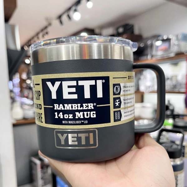 Cốc giữ nhiệt Yeti Rambler 14oz có quai màu xám