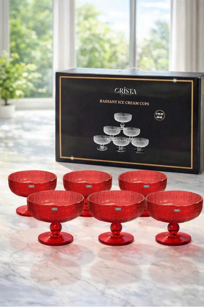 Bộ 6 ly đựng kem Crista 300ml màu đỏ (60234-R)