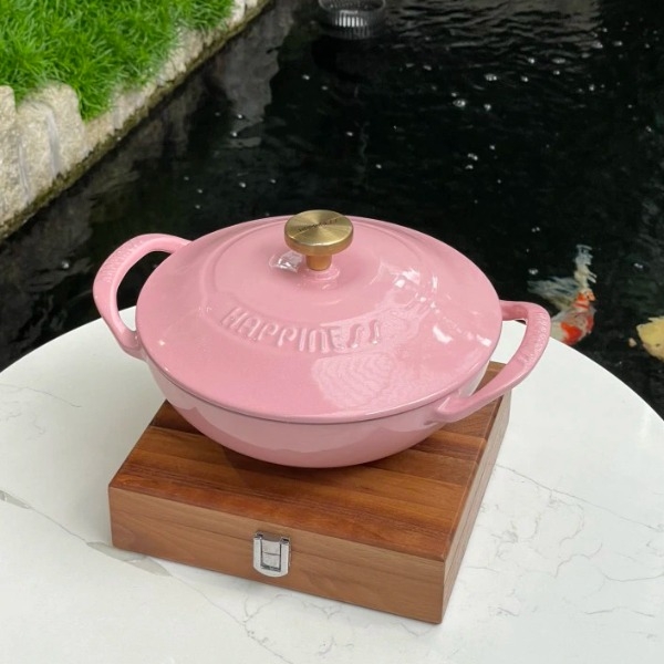 Nồi gang Happiness 21cm hồng