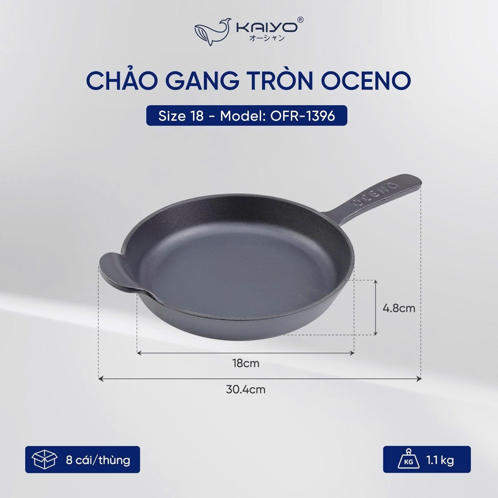 Chảo gang tròn Oceno 18cm cán dài (OFR-1396)