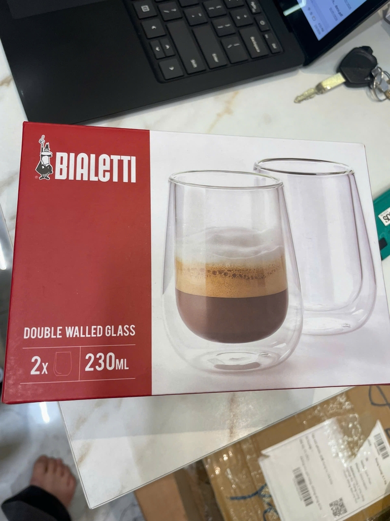Set 2 cốc thuỷ tinh 2 lớp không tay cầm Bialetti 230ml
