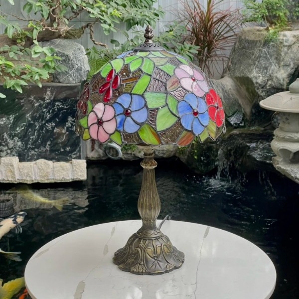 Đèn bàn trang trí Tiffany 30*48cm hoa xanh (ND-T30-11)