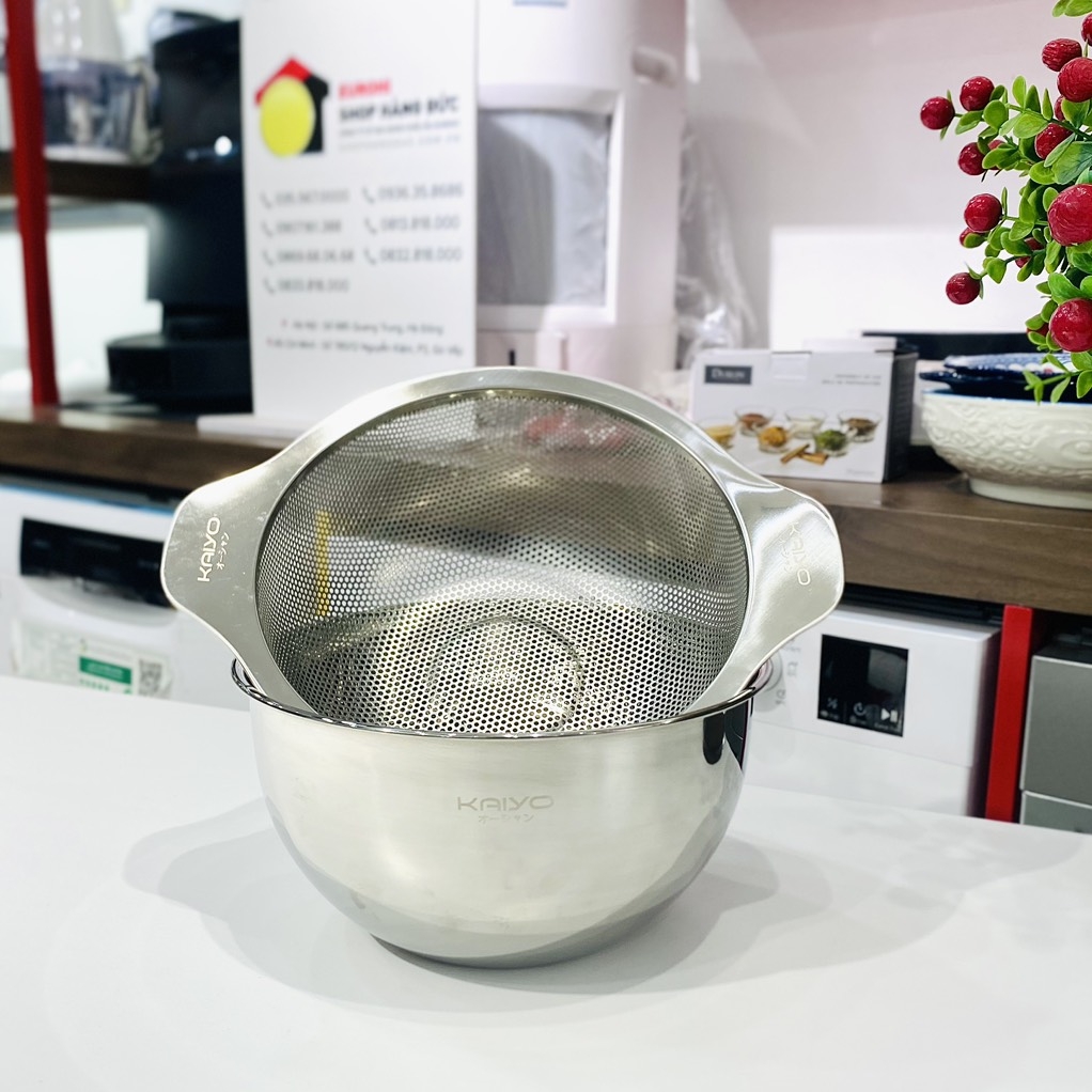 Bộ tô trộn + rổ Kaiyo 20cm