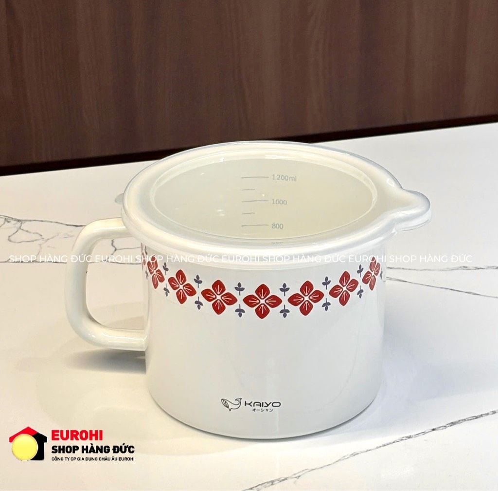 Nồi đa năng tráng men sứ Kaiyo (dáng tròn size 15cm hoa đỏ)