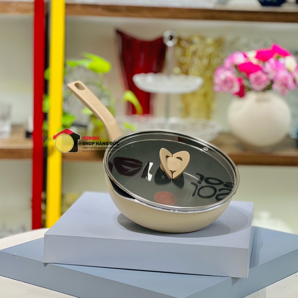 Chảo sâu lòng Tefal One Pick Pot Pan 24cm có nắp màu kem