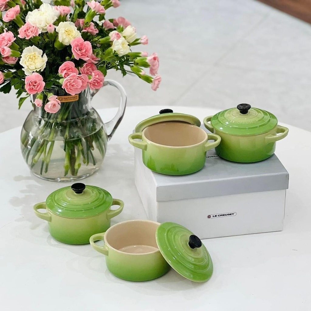 Set 4 nồi gốm mini Le Creuset Palm 10cm 27212 (màu xanh lá)