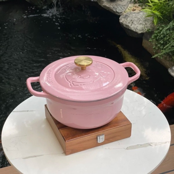 Nồi gang Happiness 24cm cá heo hồng