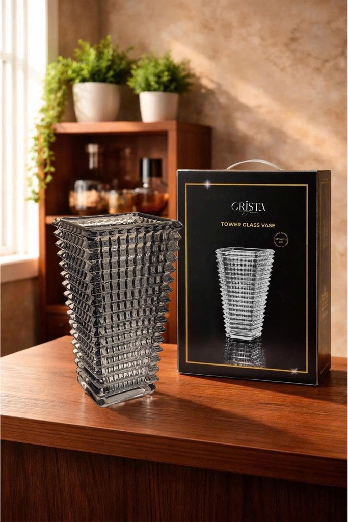 Lọ hoa dáng tháp Crista màu xám (60240-GR)