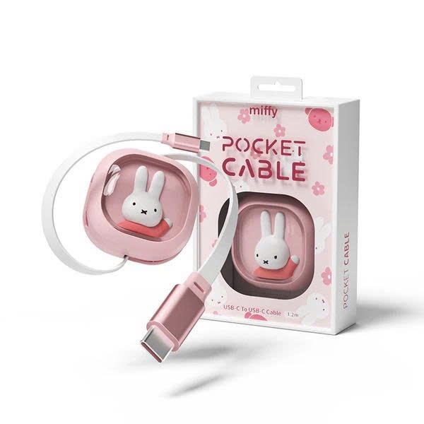 Cáp dây rút Miffy x Mipow Pocket 1,2m (IP Bản quyền) Pink (CC05-PK)