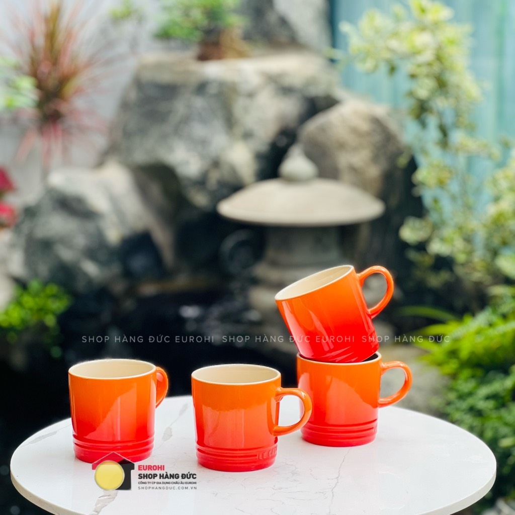 Set 4 cốc sứ Le Creuset Metallic 350 ml Pearlized Light Cerise màu cam (79113350900000)