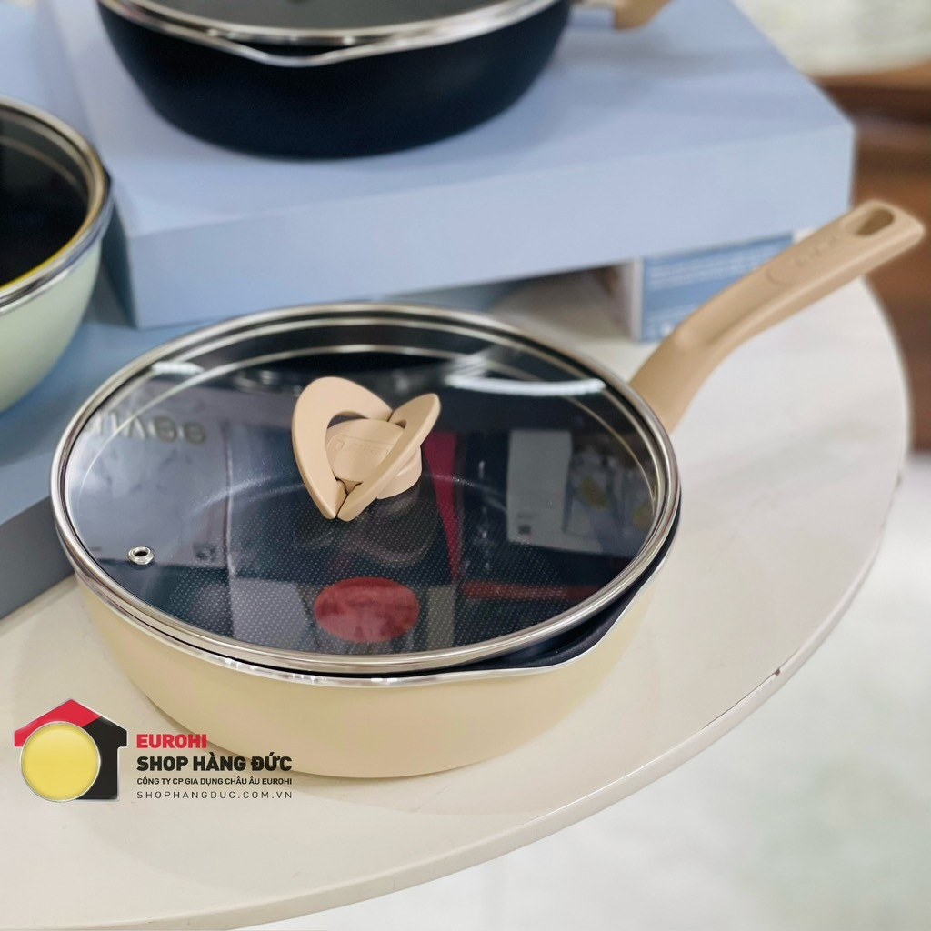 Chảo sâu lòng Tefal One Pick Pot Pan 22cm màu be hạt dẻ có nắp