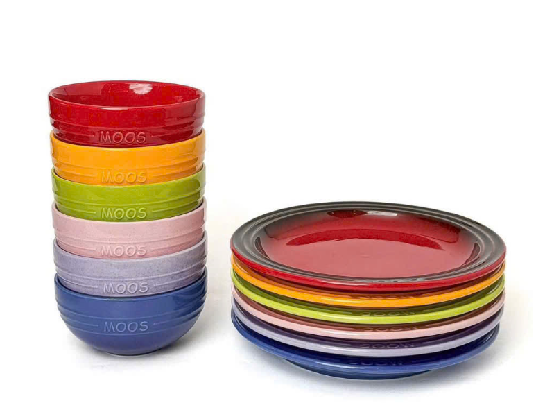 Set 6 đĩa phẳng Moos 22cm mix màu