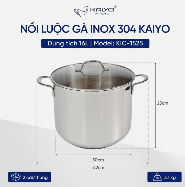 Nồi luộc gà Kaiyo 30cm 16L (KIC-1525)