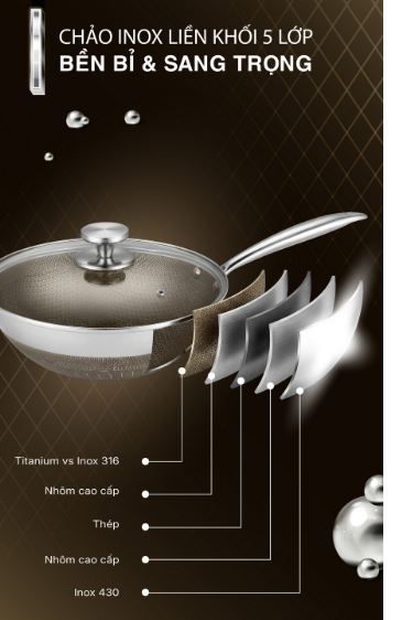 Chảo sâu lòng Titanium Lock&King 24cm (có vung kính) LK-2404S(VK)