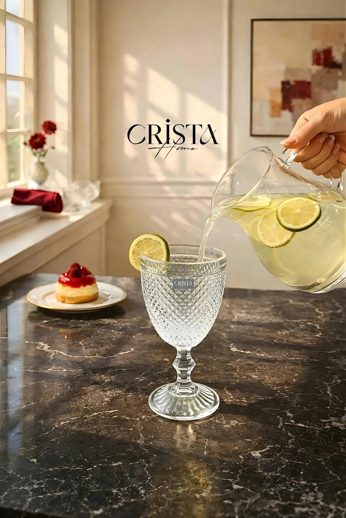 Bộ 6 ly vân kim cương Crista 300ml màu trắng (60222-W)