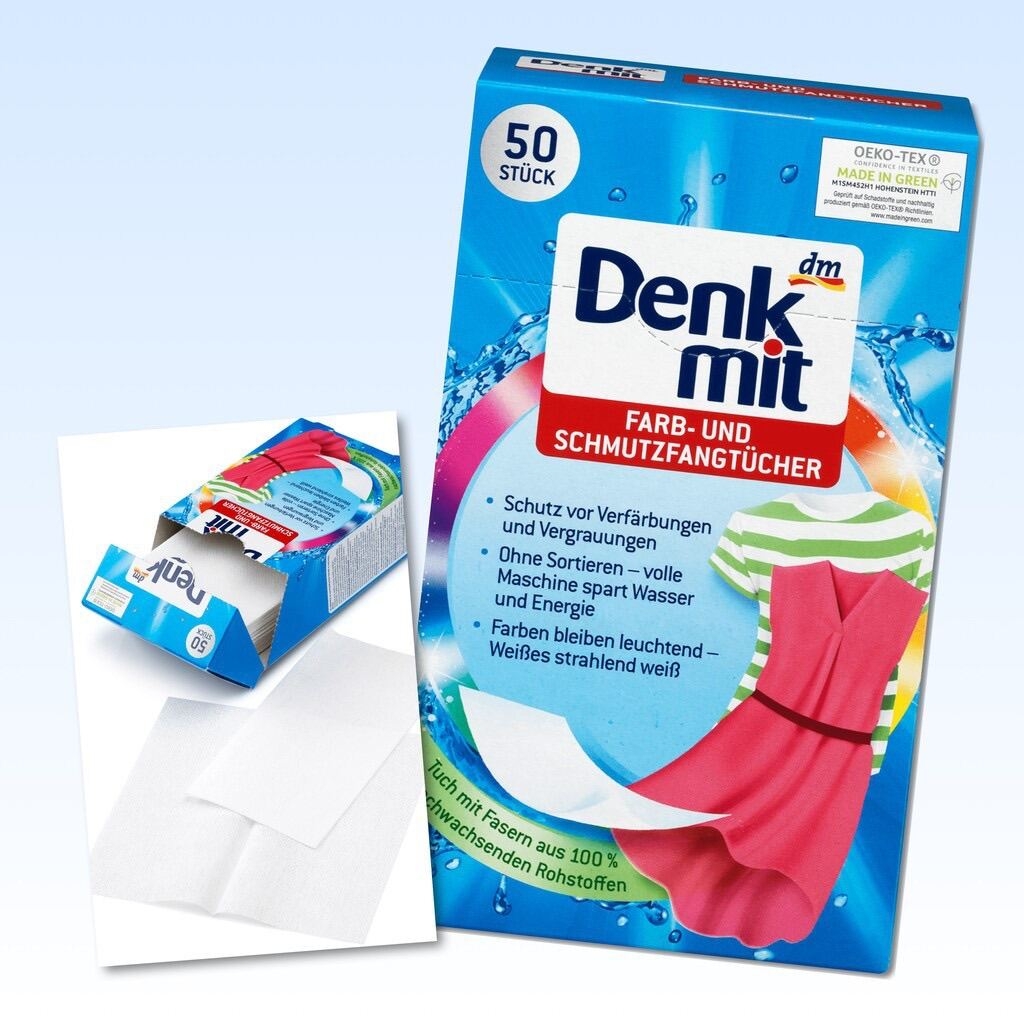 GIẤY GIẶT CHỐNG PHAI QUẦN ÁO MÀU DENKMIT (HỘP 50 TỜ)