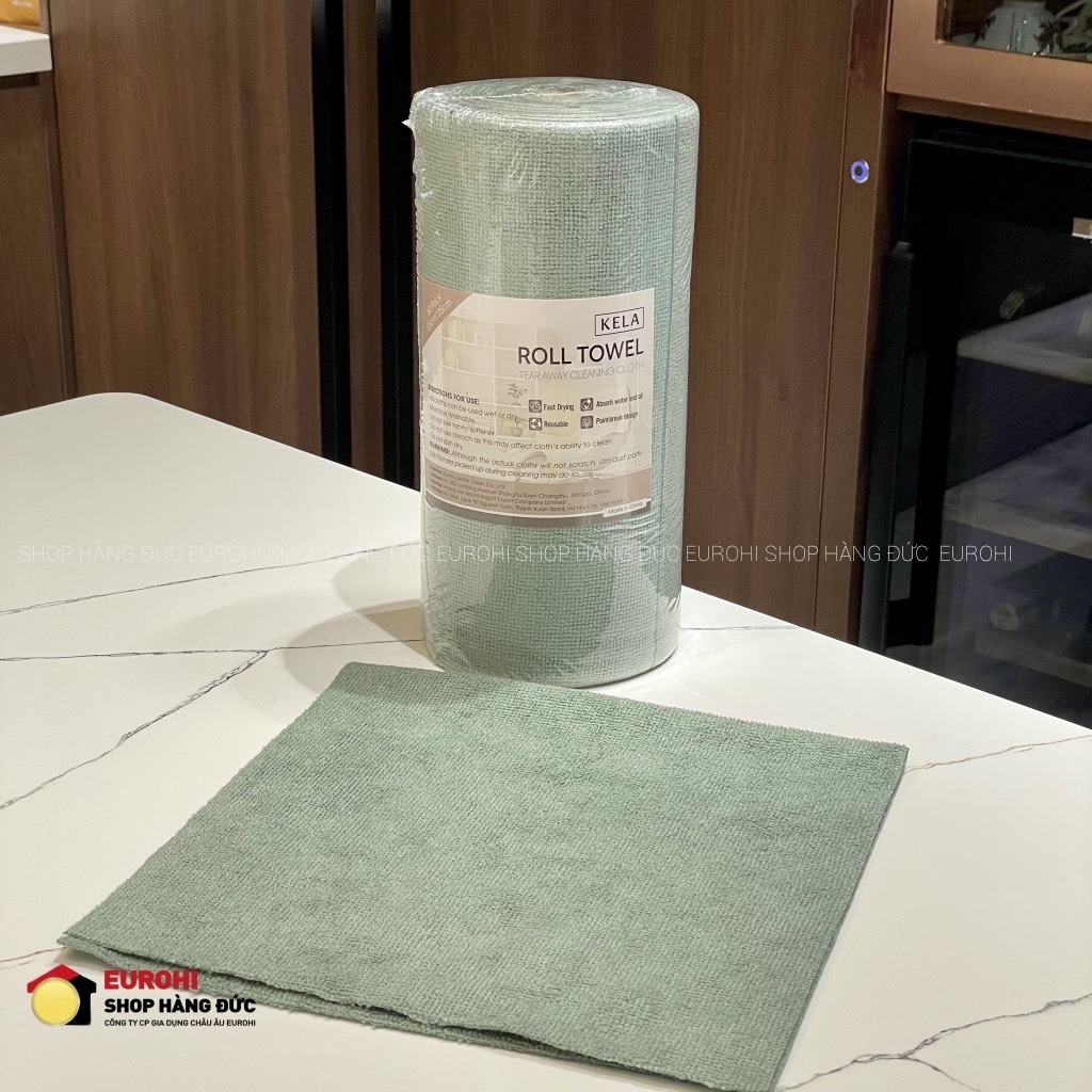 Khăn lau đa năng Kela xanh 50 khăn (25*25cm)