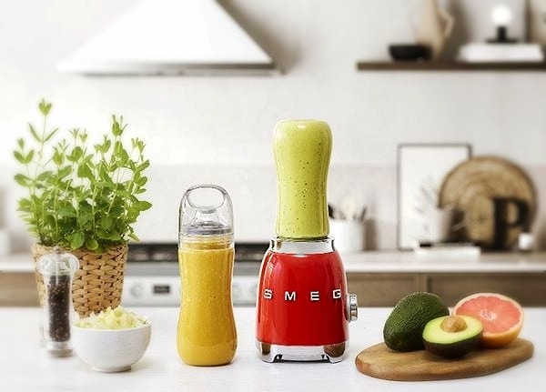 Máy xay sinh tố Smeg PBF01RDEU mini màu đỏ 2 bình